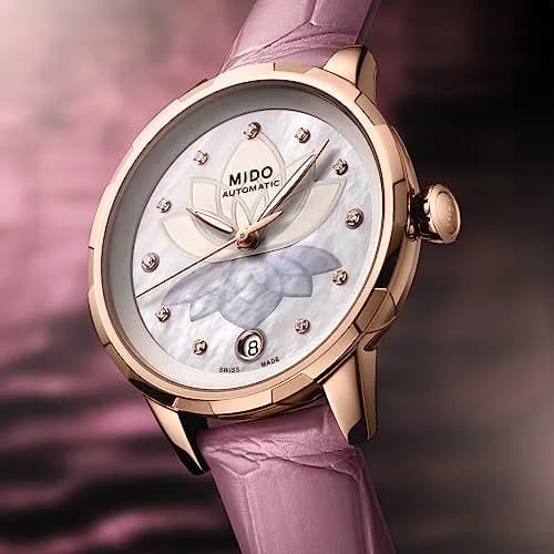MIDO Rainflower Night Swiss Automatic Watch for Women | 34mm White Dial, Rose Gold PVD Coating, Sapphire Crystal thumbnail 2