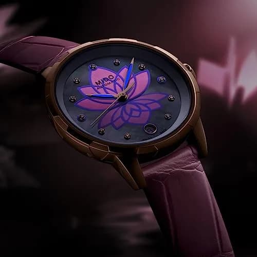 MIDO Rainflower Night Swiss Automatic Watch for Women | 34mm White Dial, Rose Gold PVD Coating, Sapphire Crystal thumbnail 3