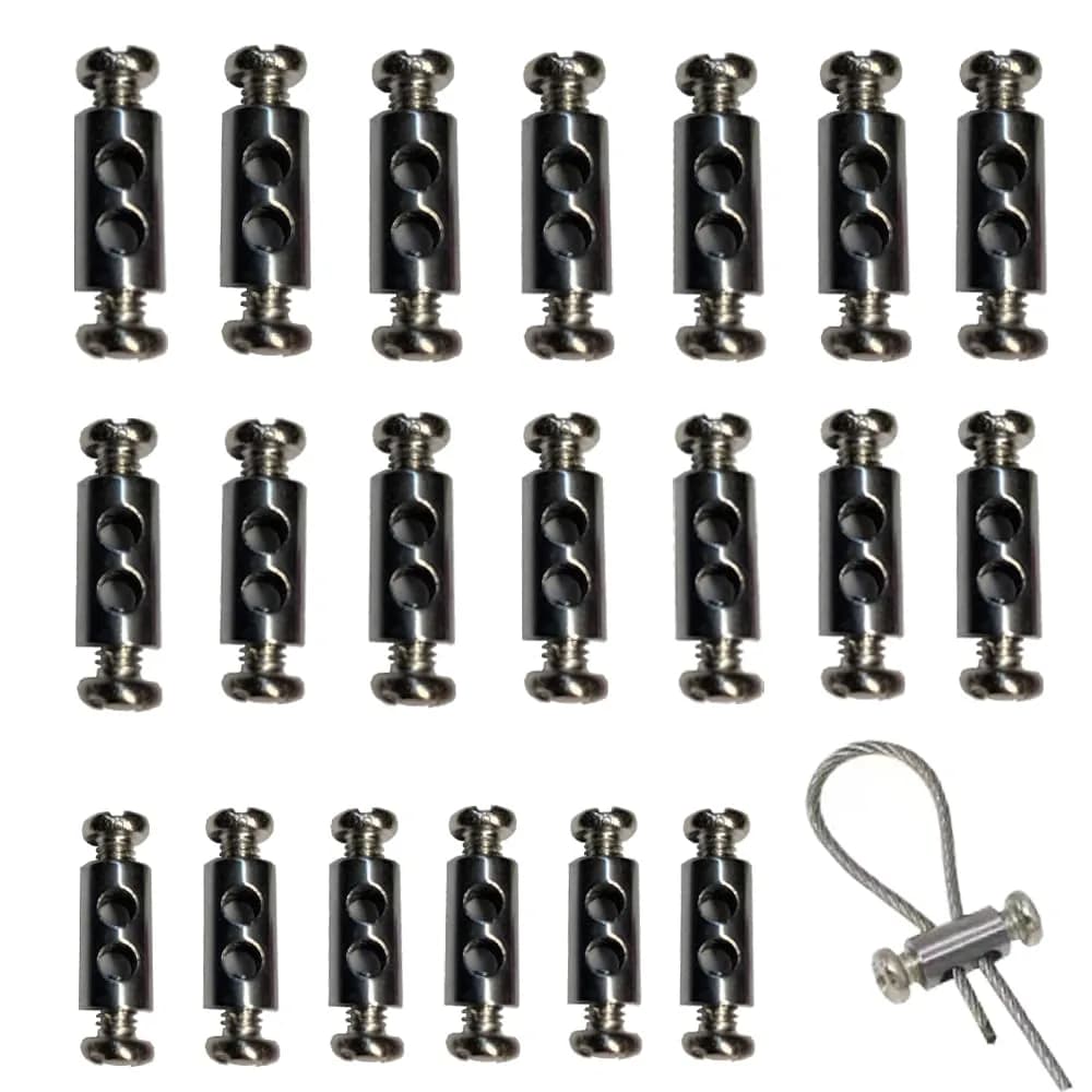 andefu Wire Rope Cable Clamps Double Hole 3mm Line Hole (20-Pack, Gray) - main product image