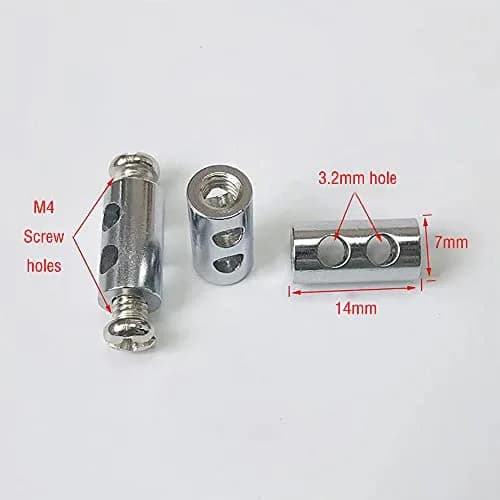 andefu Upgraded Wire Rope Cable Clamps Double Hole M4 Screw Hole 3.2mm Wire Hole, Pack of 20 | Stainless Steel for Indoor/Outdoor Use thumbnail 3