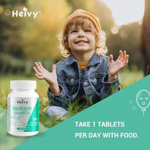 Heivy Kids Magnesium Glycinate 100mg & Vitamin B6 | Supports Calm & Relaxation for Children 4+ thumbnail 6