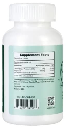 Heivy Kids Magnesium Glycinate 100mg & Vitamin B6 | Supports Calm & Relaxation for Children 4+ thumbnail 8