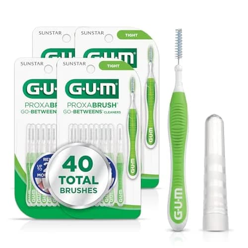 GUM Proxabrush Go-Betweens Tight Interdental Brushes 40 Count (4 Packs) | Clinically Designed for Tight Spaces thumbnail 1