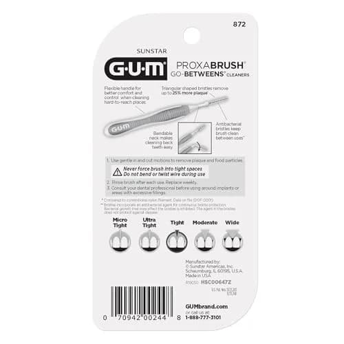 GUM Proxabrush Go-Betweens Tight Interdental Brushes 40 Count (4 Packs) | Clinically Designed for Tight Spaces thumbnail 7