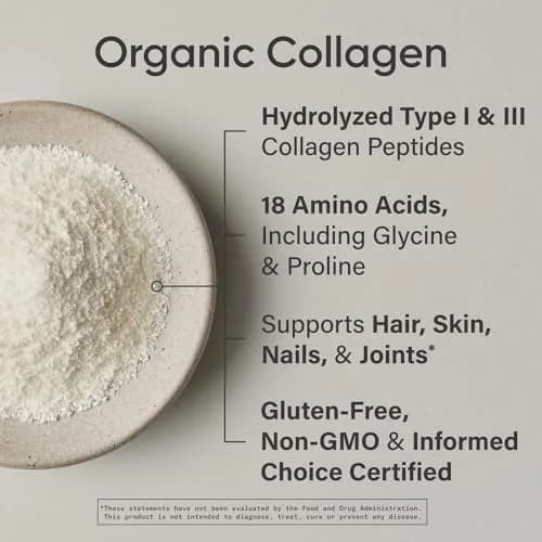 Sports Research Organic Collagen Peptides Powder 10.58oz (299.9g) | USDA Organic, Type I & III, 30 Servings thumbnail 4