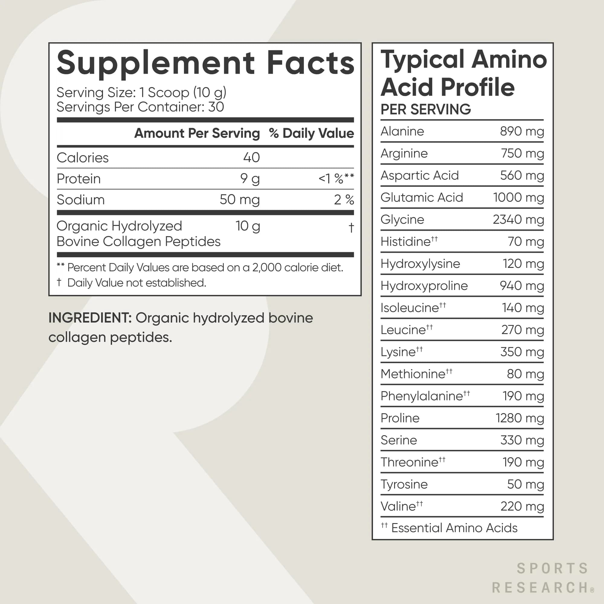 Sports Research Organic Collagen Peptides Powder Unflavored 300g (10.58 oz) | USDA Organic Daily Wellness Support - view 5