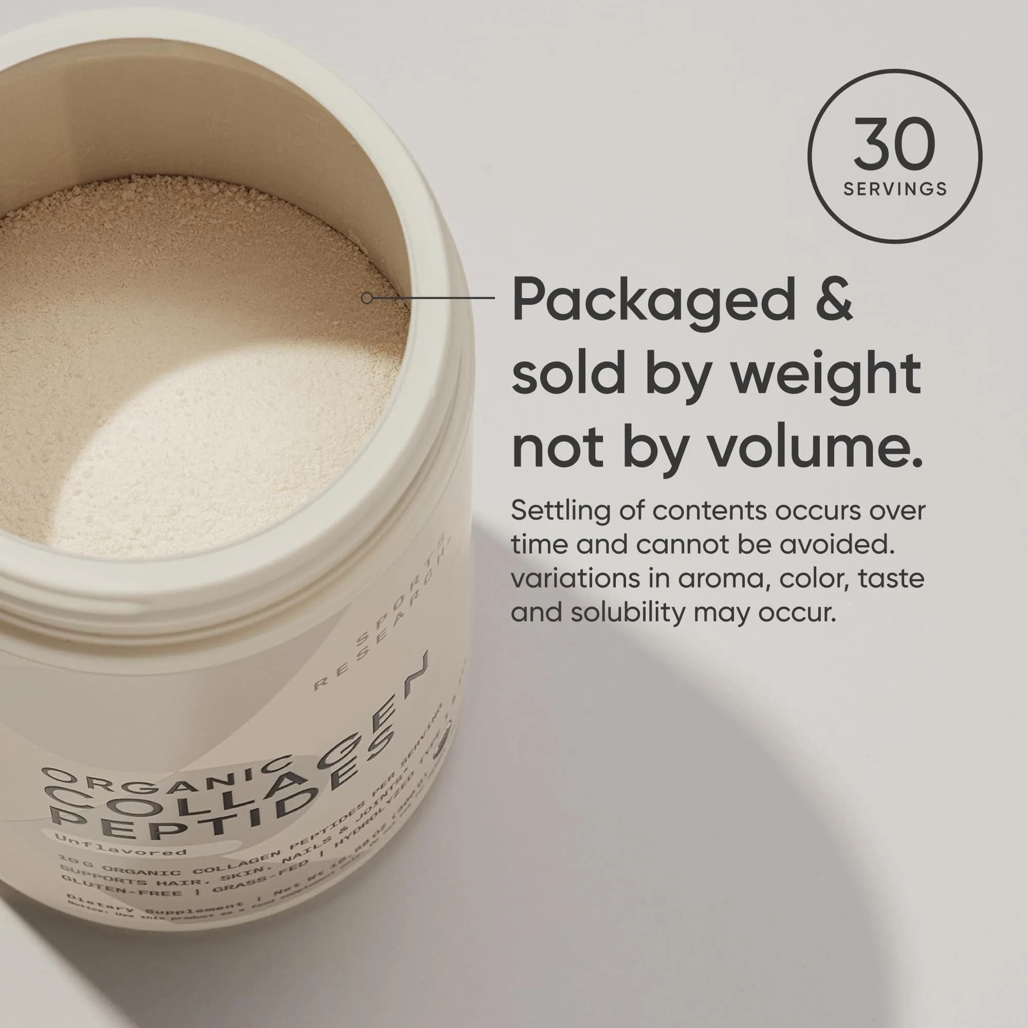Sports Research Organic Collagen Peptides Powder Unflavored 300g (10.58 oz) | USDA Organic Daily Wellness Support - view 6
