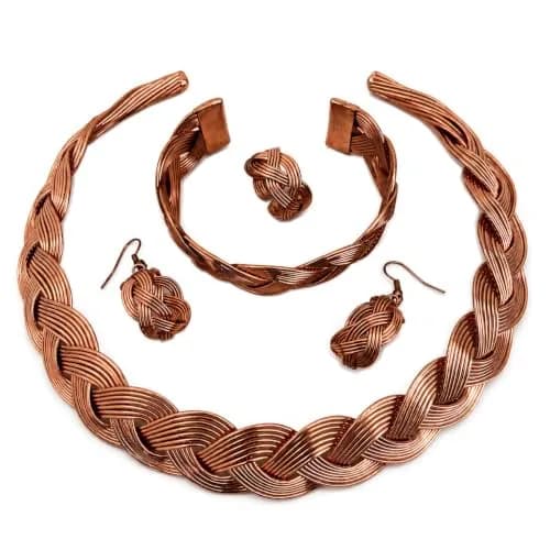 SHINDE EXPORTS Pure Copper Choker Necklace Set with Earrings for Women | Indian Jewelry Set (Style 1) thumbnail 1