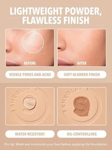 SHEGLAM Skin-Focus Full Coverage Powder Foundation 0.39oz | Oil-Control, Matte Finish, Cruelty-Free thumbnail 3