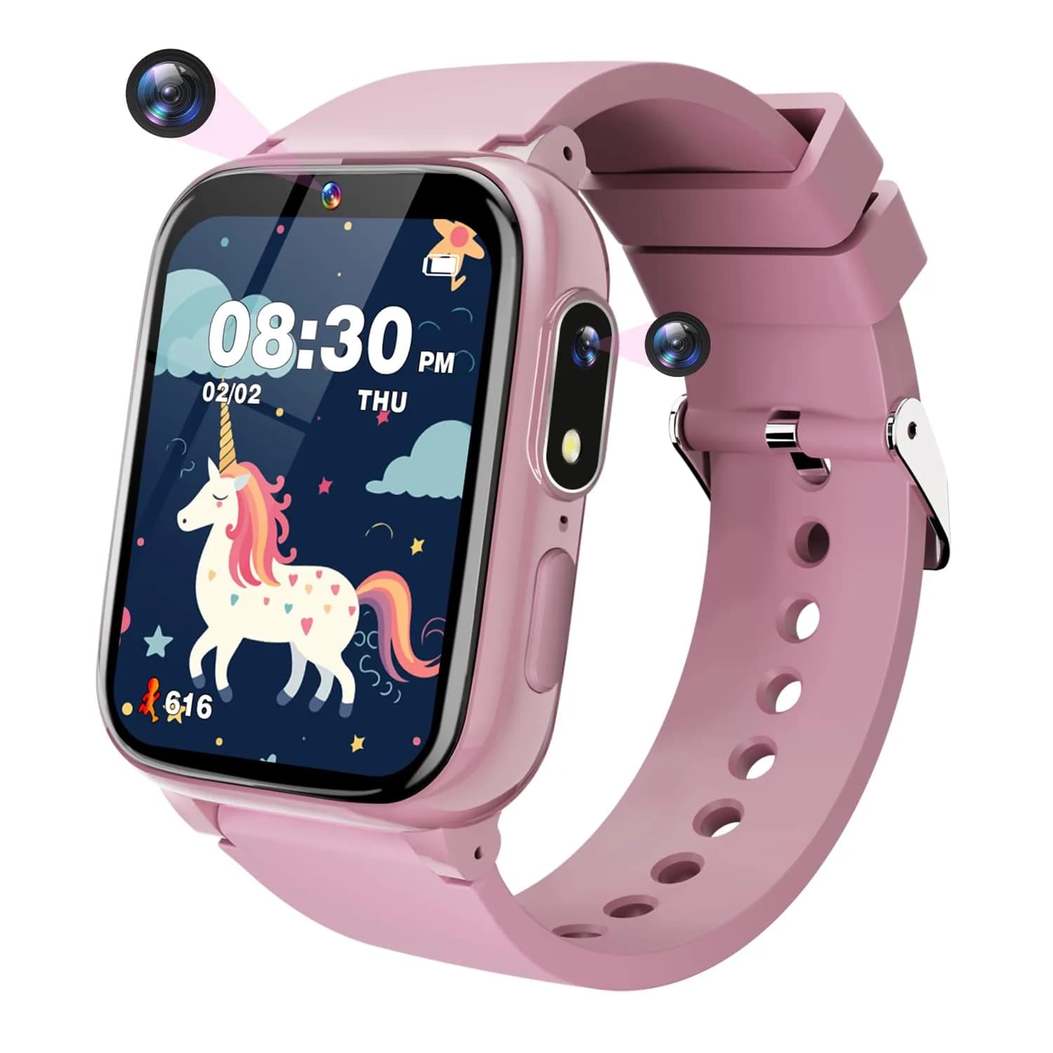 Sueseip Kids Smart Watch 1.69" Touchscreen Pink | Educational & Entertaining (70-120 chars)