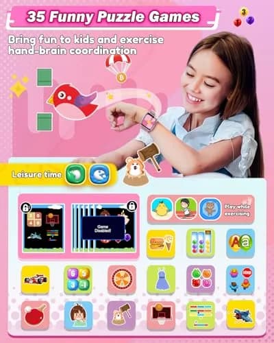 Sueseip Kids Smart Watch 1.69" Touchscreen Pink | Educational & Entertaining (70-120 chars) thumbnail 4