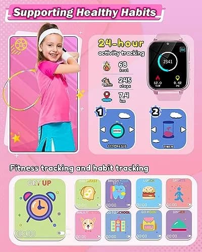 Sueseip Kids Smart Watch 1.69" Touchscreen Pink | Educational & Entertaining (70-120 chars) thumbnail 5