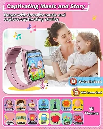 Sueseip Kids Smart Watch 1.69" Touchscreen Pink | Educational & Entertaining (70-120 chars) thumbnail 6