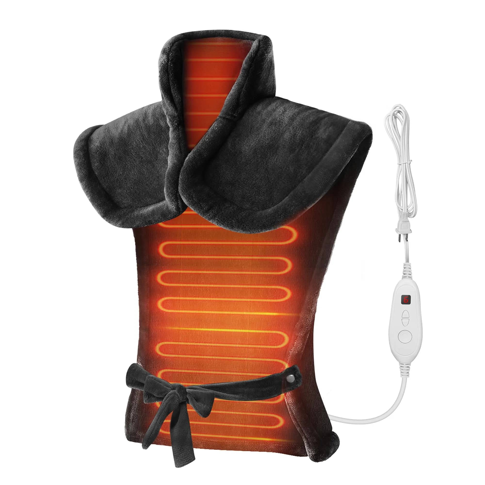 Snailax Heating Pad for Neck & Shoulders and Back, 82.3 cm x 59.7 cm (24" x 33") | Fast Heating with 6 Settings & Auto Shut-Off — 24" x 33"Black