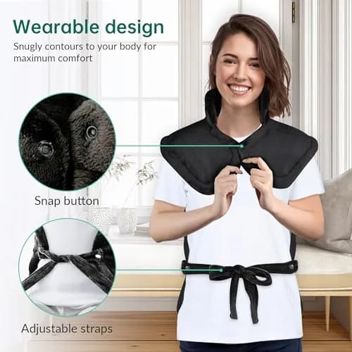 Snailax Heating Pad for Neck & Shoulders and Back, 82.3 cm x 59.7 cm (24" x 33") | Fast Heating with 6 Settings & Auto Shut-Off thumbnail 4