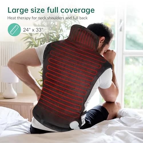 Snailax Heating Pad for Neck & Shoulders and Back, 82.3 cm x 59.7 cm (24" x 33") | Fast Heating with 6 Settings & Auto Shut-Off thumbnail 2
