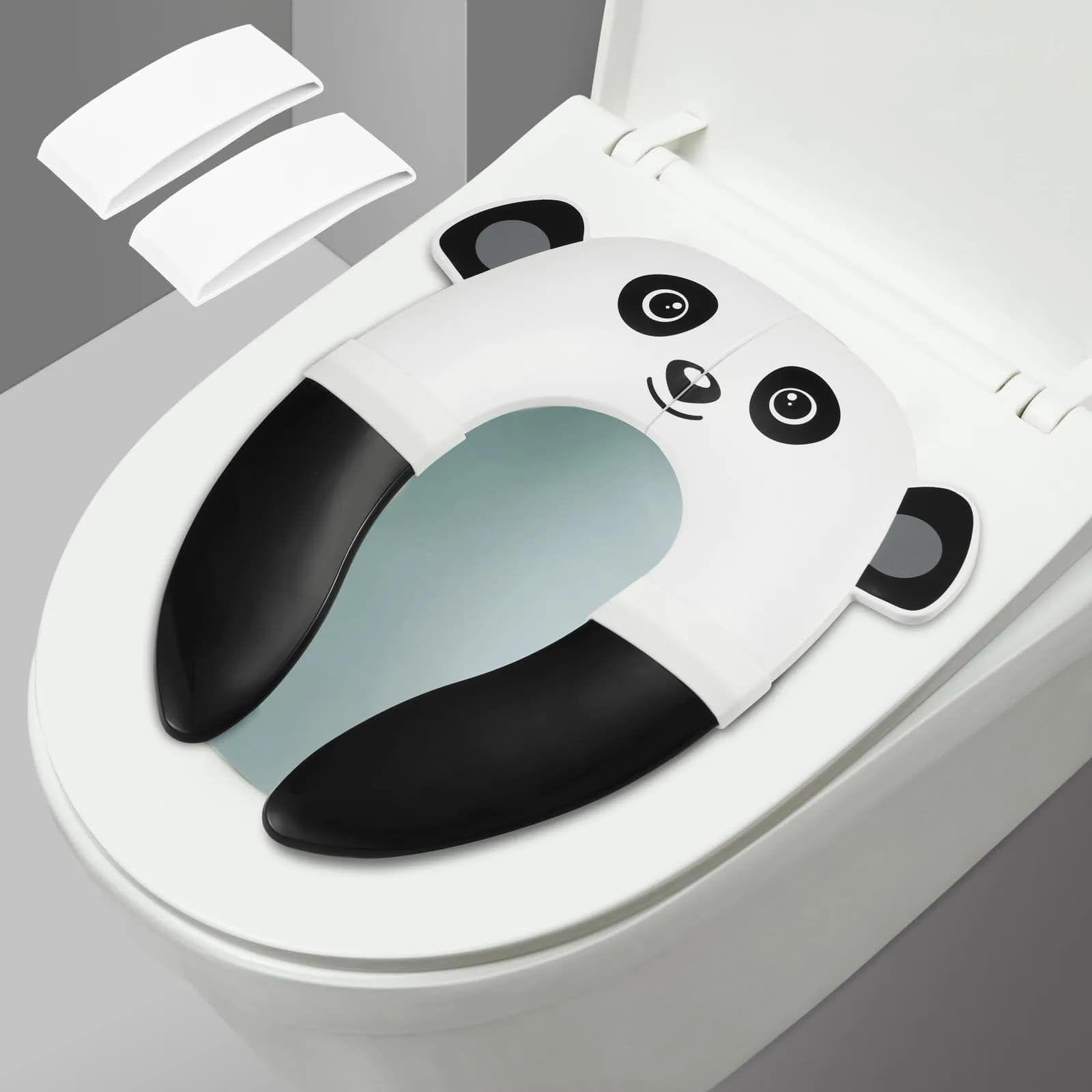 PandaEar Folding Froggy Travel Toilet Seat Cover for Toddlers | 2.51 cm (1 inch) Height — White