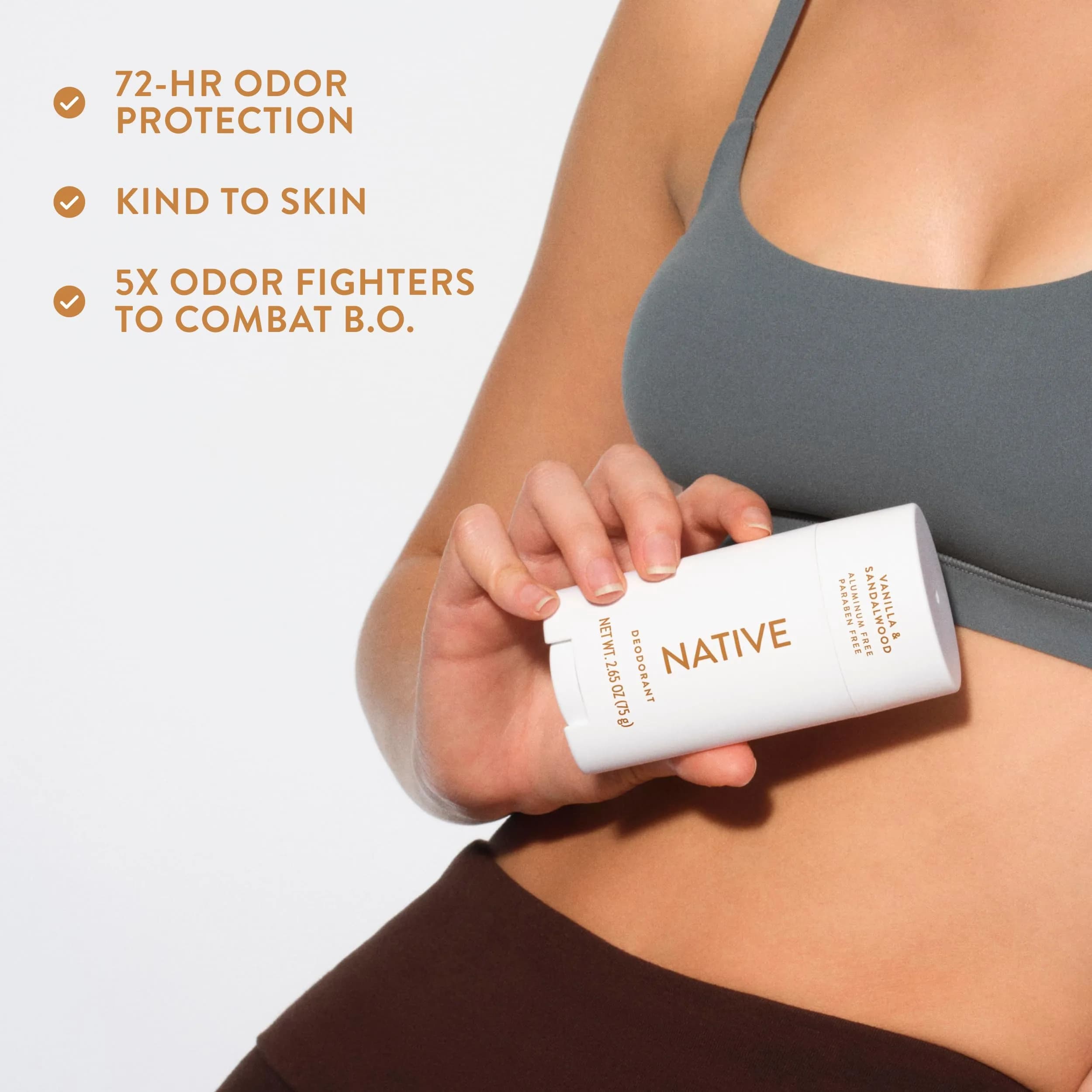 Native Vanilla & Sandalwood Natural Deodorant Stick 77g (2.65oz) | 72-Hour Odor Control - view 7
