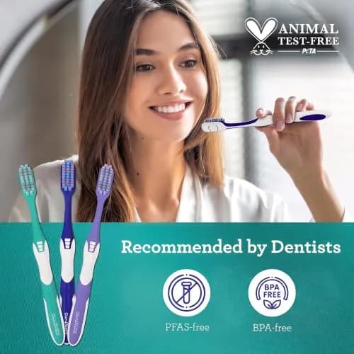 GuruNanda Gentle Giant Toothbrush with Dual Action Flossing Spiral Bristles, Non-Slip Ergo Dexa Grip, BPA Free (1 Count) thumbnail 7