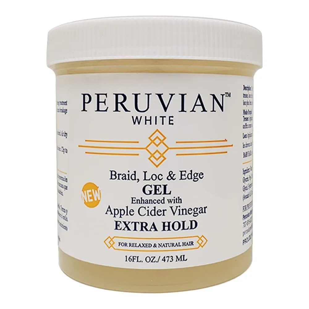 Peruvian white Braid, Loc, and Edge Gel EXTRA HOLD 16 oz | Anti-Frizz, No Flaking, Apple Cider Vinegar