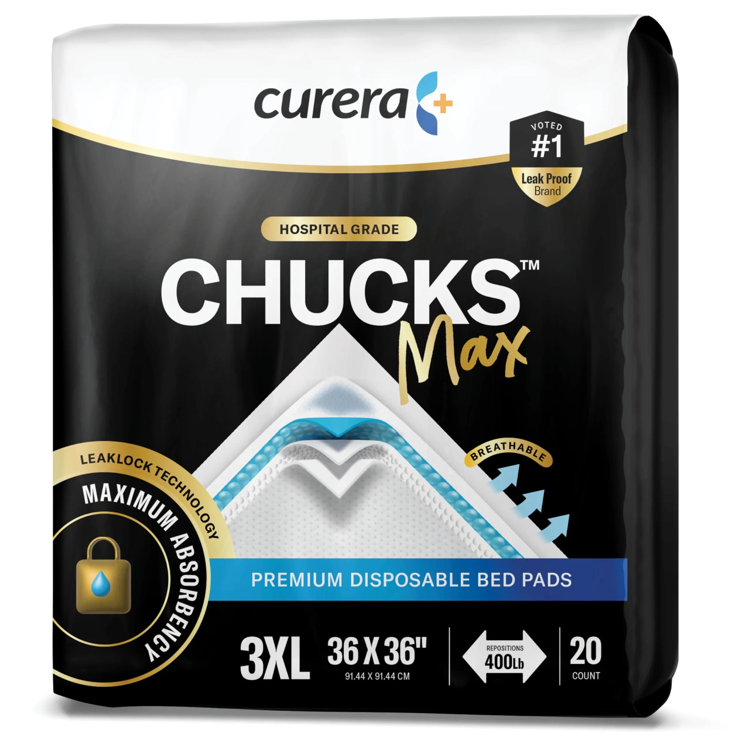 Chucks MAX Disposable Underpads XXX-Large 36" x 36" | Hospital-Grade Absorbency for Adults & Patients - main product image