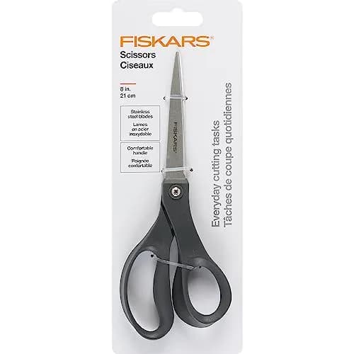 Fiskars 8" Everyday Stainless Steel Scissors (1-Pack, Gray) | Precision Cutting for Home & Office - main product image
