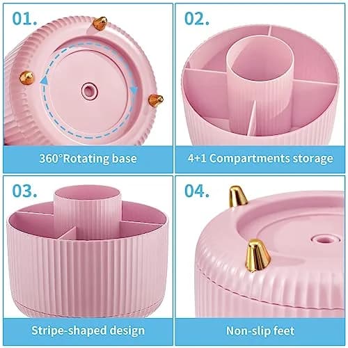 Marbrasse 360 Rotating Desk Organizer Caddy 14.7cm (5.79") | 5 Compartments for Pens, Art Supplies, Office & Home thumbnail 4