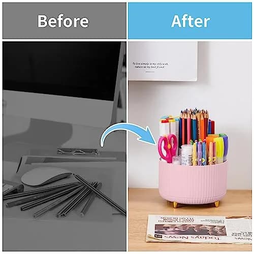 Marbrasse 360 Rotating Desk Organizer Caddy 14.7cm (5.79") | 5 Compartments for Pens, Art Supplies, Office & Home thumbnail 7