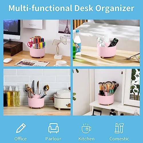 Marbrasse 360 Rotating Desk Organizer Caddy 14.7cm (5.79") | 5 Compartments for Pens, Art Supplies, Office & Home thumbnail 2