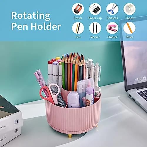 Marbrasse 360 Rotating Desk Organizer Caddy 14.7cm (5.79") | 5 Compartments for Pens, Art Supplies, Office & Home thumbnail 3