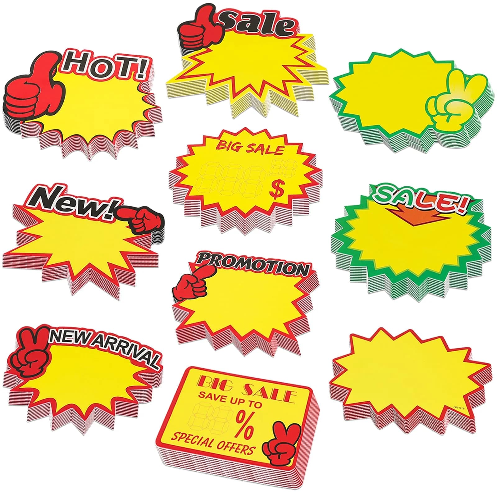 YWFAFO Starburst Sign for Retail Store Small 500pcs Yellow | Eye-Catching Store Signage