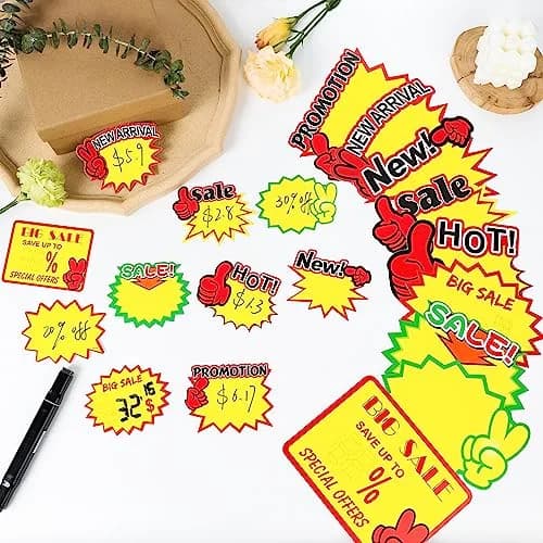 YWFAFO Starburst Sign for Retail Store Small 500pcs Yellow | Eye-Catching Store Signage thumbnail 5