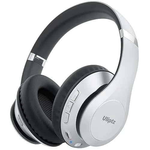 Uliptz Bluetooth Headphones Over Ear, Wireless HiFi Stereo Foldable Headset with 65 Hours Playtime | Bluetooth 6.0 — Silver