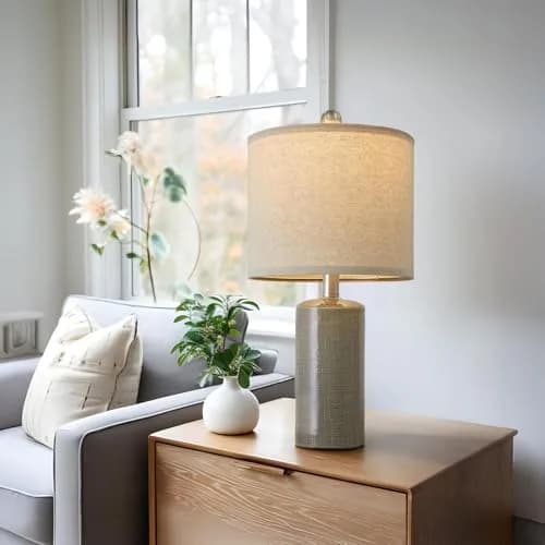G-SAFAVA Grey Ceramic Table Lamps Set of 2, 20.25" (51.44 cm) | Modern Design for Living Room & Bedroom thumbnail 7
