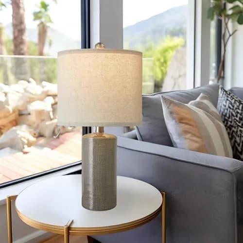 G-SAFAVA Grey Ceramic Table Lamps Set of 2, 20.25" (51.44 cm) | Modern Design for Living Room & Bedroom thumbnail 8