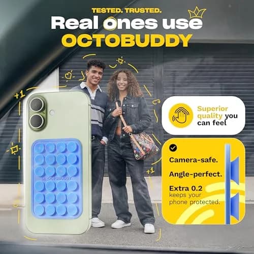 OCTOBUDDY Classic Silicone Suction Phone Case Adhesive Mount Turquoise Regular Size | 24 Suction Cups for Hands-Free Content Creation thumbnail 3