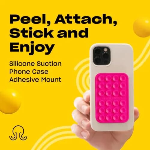 OCTOBUDDY Classic - Silicone Suction Phone Mount, Hot Pink | Hands-Free Content Creation thumbnail 2