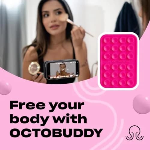 OCTOBUDDY Classic - Silicone Suction Phone Mount, Hot Pink | Hands-Free Content Creation thumbnail 3