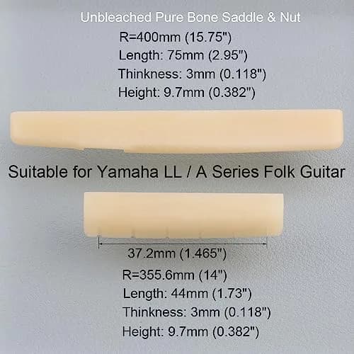 LYWSMSK Unbleached Acoustic Guitar Bone Nut & Saddle Set for YMH LL &A Series | Premium Quality thumbnail 5