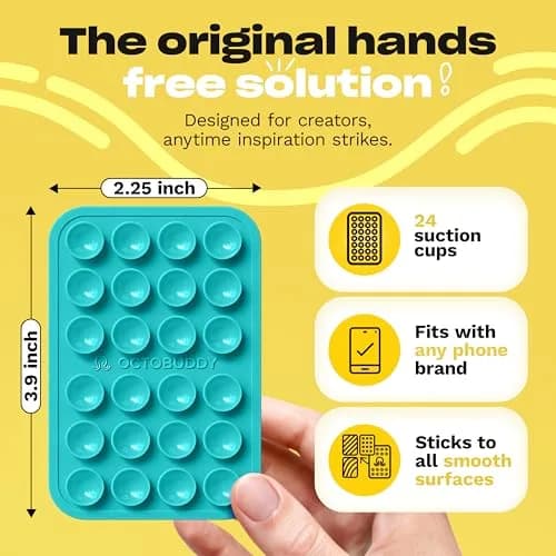 OCTOBUDDY Classic - Silicone Suction Phone Mount, Green Ash | Hands-Free Content Creation thumbnail 2