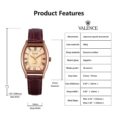 Valence Vintage Women's Square Face Leather Watch - Small Wrist Elegant Gift (30mm/14mm) thumbnail 5