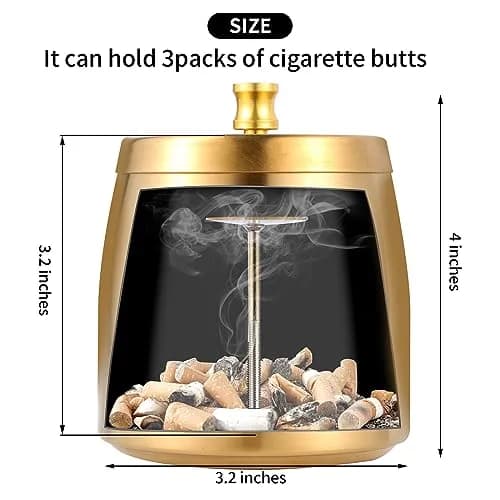 Hargtar Outdoor Ashtrays for Patio with Lid | Windproof Stainless Steel Ash Tray Set thumbnail 2