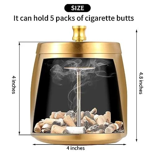 Hargtar Outdoor Ashtray with Lid | Windproof Stainless Steel for Patio & Balcony thumbnail 2