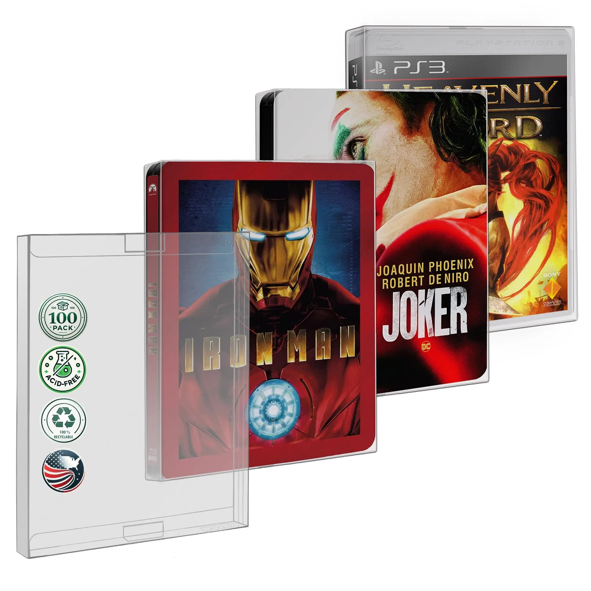 MALKO SteelBook Protector Sleeves 10 Pack | Clear Plastic Cases with 2 Tabs for Blu-Ray & PS5 — STEELBOOK