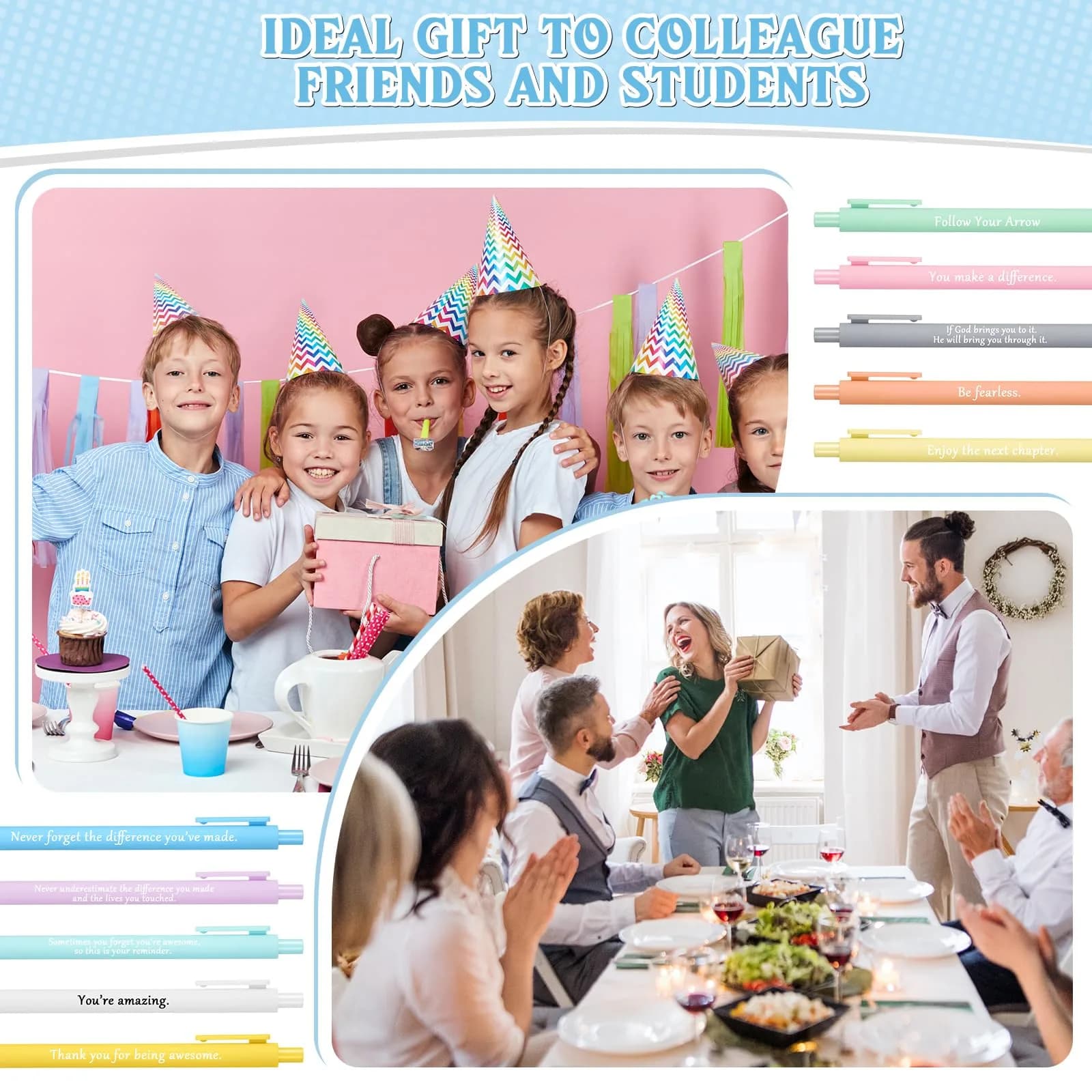 Teling Pastel Colors Inspirational Pens Bulk, 0.5mm Tip, 100 Count | Smooth Ink Flow - view 5