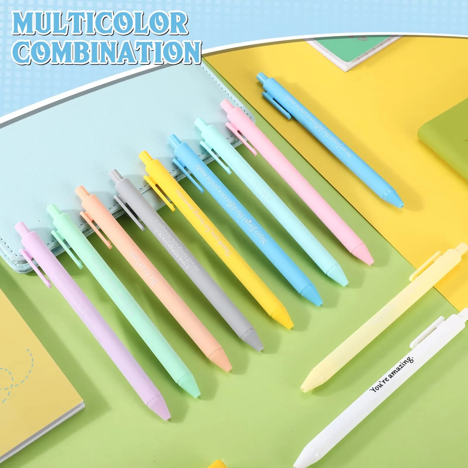 Teling Pastel Colors Inspirational Pens Bulk, 0.5mm Tip, 100 Count | Smooth Ink Flow - view 4