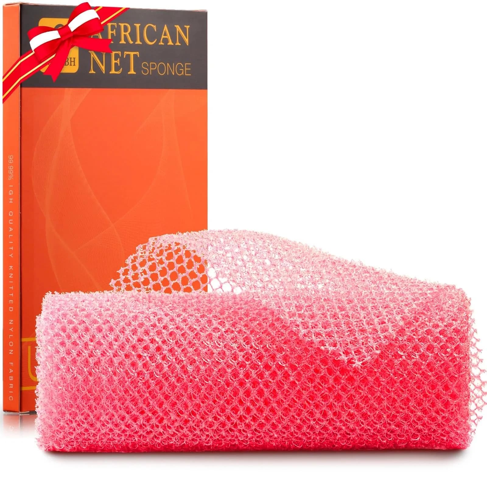 UJFQBH African Net Sponge Long Net Bath Sponge Exfoliating Shower Body Scrubber Skin Smoother (Pink, 80cm x 30cm) - main product image