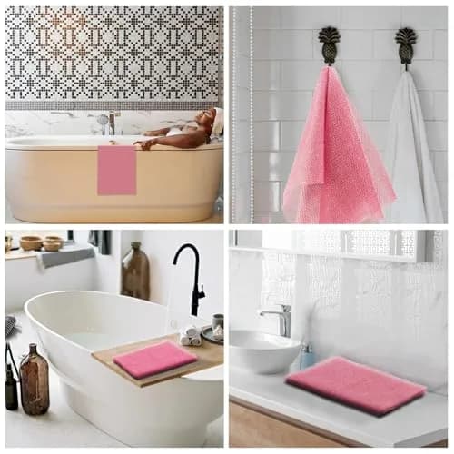 UJFQBH African Net Sponge Long Net Bath Sponge Exfoliating Shower Body Scrubber Skin Smoother (Pink, 80cm x 30cm) thumbnail 5
