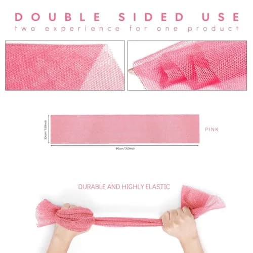 UJFQBH African Net Sponge Long Net Bath Sponge Exfoliating Shower Body Scrubber Skin Smoother (Pink, 80cm x 30cm) thumbnail 3