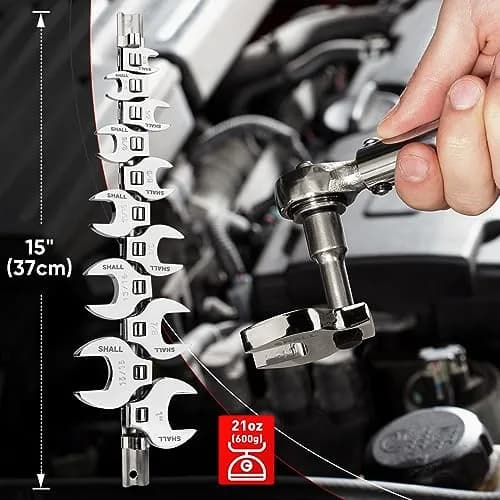 SHALL 3/8" Drive SAE Crowfoot Wrench Set, 11-Piece (9.5-25.4mm) | Access Tight Spaces thumbnail 5